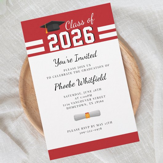 Afstuderen 2025 Red White Graduation Party Briefpapier