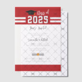 Afstuderen 2025 Red White Script Afstudeerder Part Vellum Uitnodigingen (Offset (Uitnodiging))