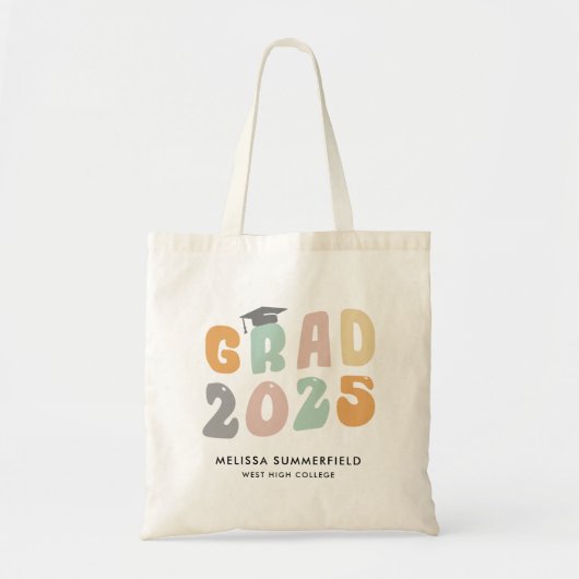 Afstuderen 2025 Retro Gepersonaliseerd College Afs Tote Bag (Voorkant)