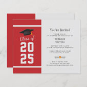 Afstuderen 2025 Rood Afstudeerder Uitnodiging (Voorkant / Achterkant)