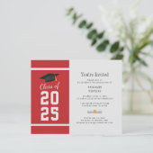 Afstuderen 2025 Rood Afstudeerder Uitnodiging (Staand voorkant)