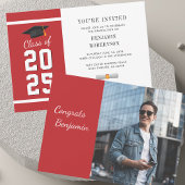 Afstuderen 2025 Rood en Wit Afstudeerder Fotofeest Kaart