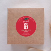 Afstuderen 2025 Rood en Wit Afstudeerfeest Ronde Sticker