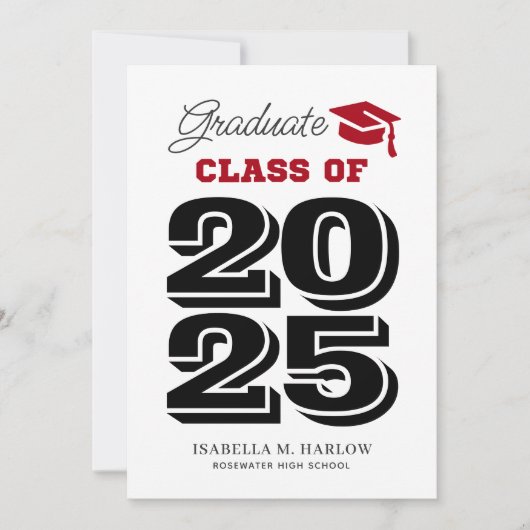 Afstuderen 2025 Rood en Zwart Afstuderen Aankondiging (Voorkant)