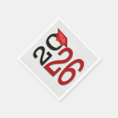 Afstuderen 2025 Rood en zwart op hout Servet (Hoek)