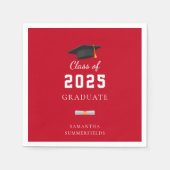 Afstuderen 2025 Rood Wit Afstudeerder Custom Paper Servet (Voorkant)