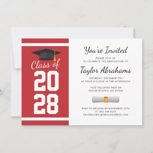 Afstuderen 2025 Rood Wit Afstudeerder Partij Kaart (Voorkant)