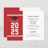 Afstuderen 2025 Rood Wit Afstudeerder Uitnodiging (Voorkant / Achterkant)