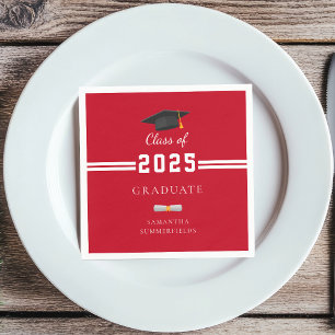 Afstuderen 2025 Rood Wit Afstudeerfeest Papier Servet