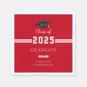 Afstuderen 2025 Rood Wit Afstudeerfeest Papier Servet (Voorkant)