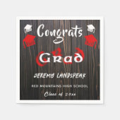 Afstuderen 2025 Rood & Wit Onscherpe Tekst Servet (Voorkant)