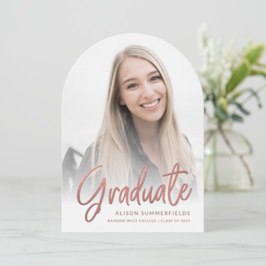 Afstuderen 2025 Roos Gold Script Afstudeerder Part Kaart (Staand voorkant)