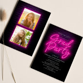 Afstuderen 2025 Roze Neon Script 2 Foto's Party Kaart
