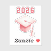 Afstuderen 2025 roze pet sticker (Vel)