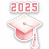 Afstuderen 2025 roze pet sticker (Voorkant)
