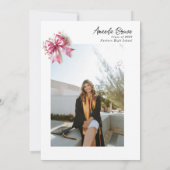 Afstuderen 2025 Roze strik Elegante Bloemuitnodigi Kaart (Achterkant)