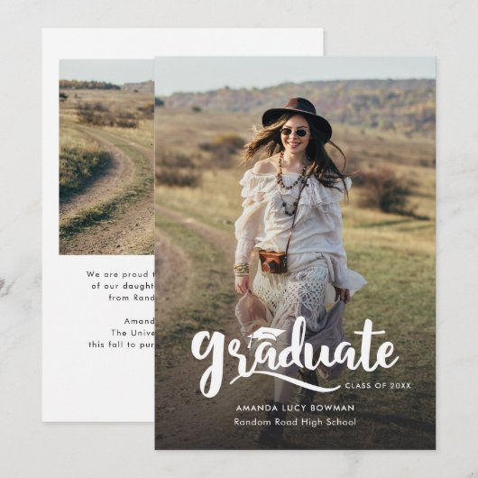 Afstuderen 2025 Schattige Foto Afstuderen Aankondiging (Voorkant / Achterkant)