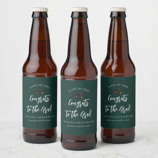 Afstuderen 2025 Script Afstudeerder Party Green Cu Bier Etiket (Flessen)