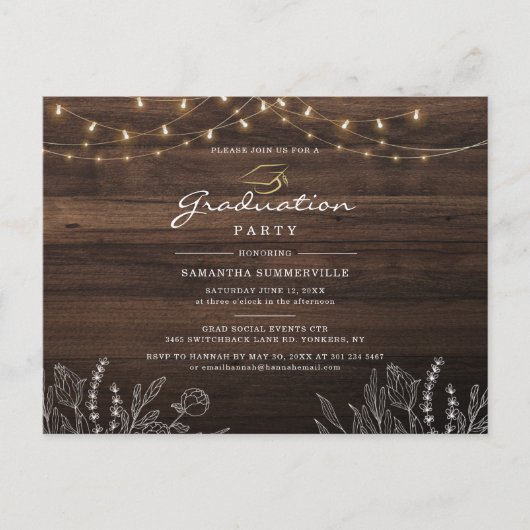 Afstuderen 2025 Script Afstudeerder Party String L Uitnodiging Briefkaart (Voorkant)