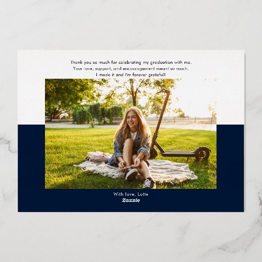 Afstuderen 2025 Script Afstuderen Bedankt Gold Folie Uitnodiging (Achterkant)