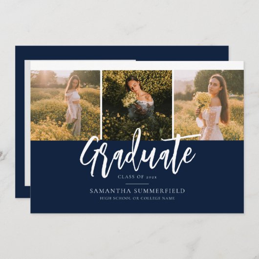 Afstuderen 2025 Script Foto's Elegant Aankondiging (Voorkant / Achterkant)