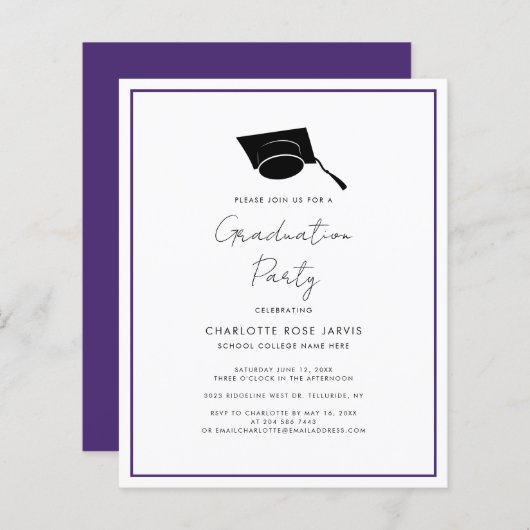 Afstuderen 2025 Script Modern Party Invitation (Voorkant / Achterkant)