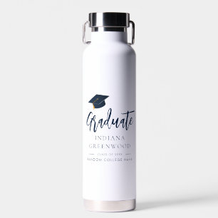Afstuderen 2025 Script Navy Blue Afstudeerder gepe Waterfles
