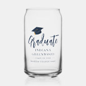 Afstuderen 2025 Script Navy Blue Gepersonaliseerd Blikvorm Glas (Voorkant)