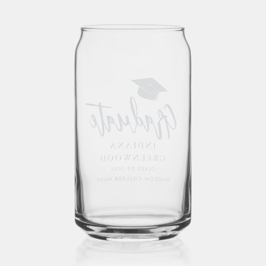 Afstuderen 2025 Script Navy Blue Gepersonaliseerd Blikvorm Glas (Achterkant)