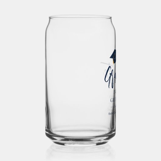 Afstuderen 2025 Script Navy Blue Gepersonaliseerd Blikvorm Glas (Rechts)