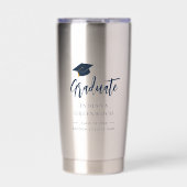 Afstuderen 2025 Script Navy Blue Gepersonaliseerd  Geïsoleerde Drinkbeker (Voorkant)