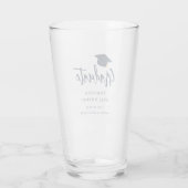 Afstuderen 2025 Script Navy Blue Gepersonaliseerd  Glas (Achterkant)