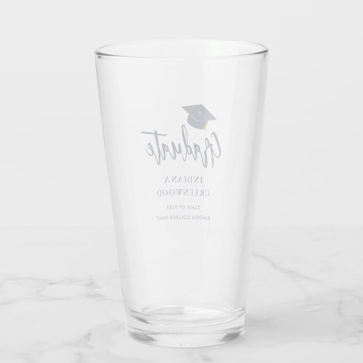 Afstuderen 2025 Script Navy Blue Gepersonaliseerd  Glas (Achterkant)