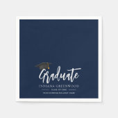 Afstuderen 2025 Script Navy Blue Paper Servet (Voorkant)