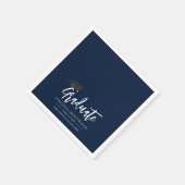Afstuderen 2025 Script Navy Blue Paper Servet (Hoek)