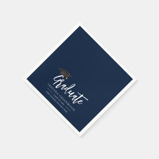 Afstuderen 2025 Script Navy Blue Paper Servet (Hoek)