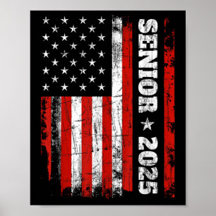 Afstuderen 2025 Shirt ontwerp met US Flag Senior C Poster