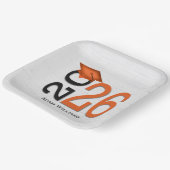 Afstuderen 2025 Sinaasappel en zwart op hout Papieren Bordje (Gebogen)