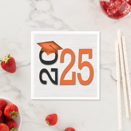 Afstuderen 2025 Sinaasappel en zwart op hout Servet (Insitu)