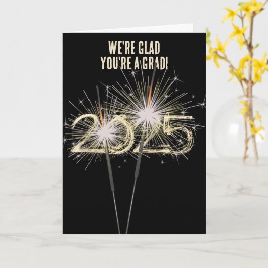 Afstuderen 2025 Sparklers op zwart Kaart (Gele Bloem)