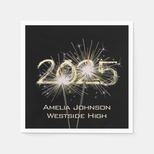 Afstuderen 2025 Sparklers op zwart Servet (Voorkant)