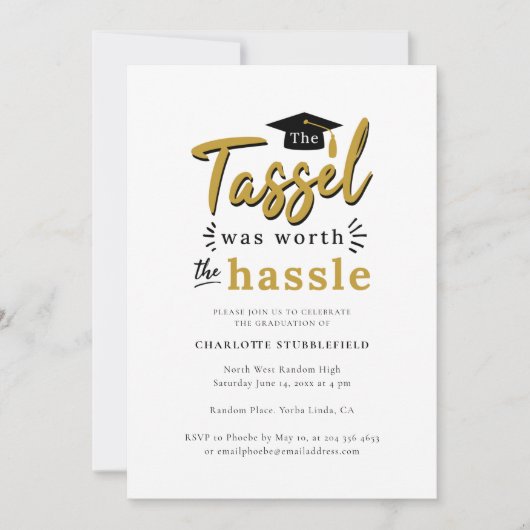 Afstuderen 2025 Tassel Worth Hassle Party Kaart (Voorkant)