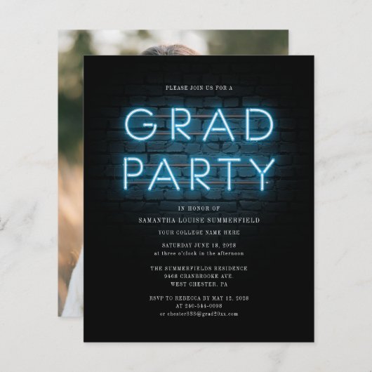 Afstuderen 2025 Uitnodiging voor moderne feestjes (Voorkant / Achterkant)