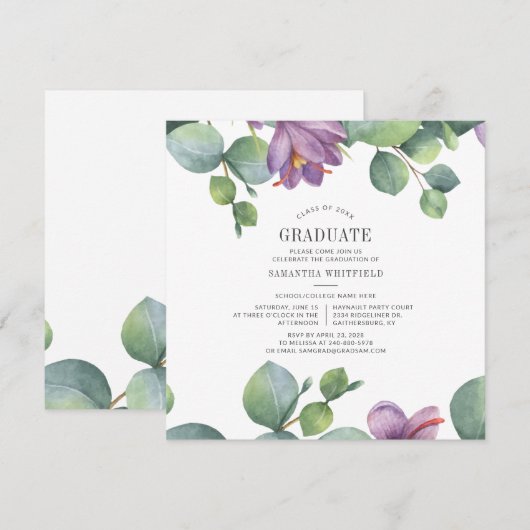 Afstuderen 2025 Waterverf Eucalyptus Partij Kaart (Voorkant / Achterkant)