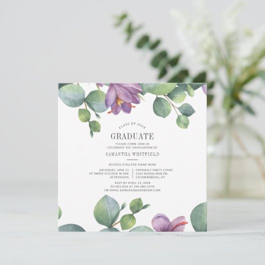 Afstuderen 2025 Waterverf Eucalyptus Partij Kaart (Staand voorkant)