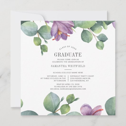 Afstuderen 2025 Waterverf Eucalyptus Partij Kaart (Voorkant)