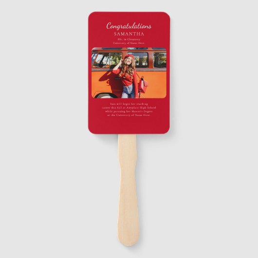 Afstuderen 2025 Wit Rood Afstudeerder Foto's Aange Handwaaier (Achterkant)