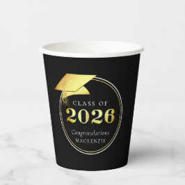 Afstuderen 2025 Zwart Faux Metallic Goud Papieren Bekers