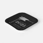 Afstuderen 2025 Zwart Faux Metallic Zilver Papieren Bordje (Gebogen)