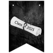 Afstuderen 2025 zwart leder en diploma's vlaggetjes (Eerste vlag)